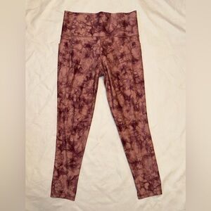 Athleta Pink Maroon Lovecore Valentines Girlhoodcore Coquette Tie-Dye Leggings